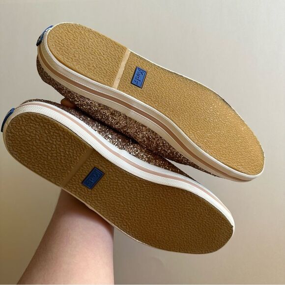 Ked’s X Kate Spade Rose Gold Glitter Champion Celebration Lace Up Sneakers - Picture 9 of 10